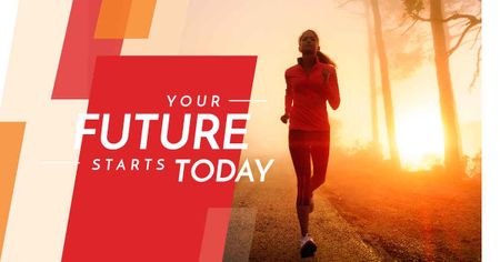Inspirational quote with running young woman Facebook AD Design Template