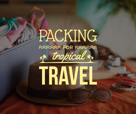 Packing Suitcase for Summer Vacation Facebook Design Template