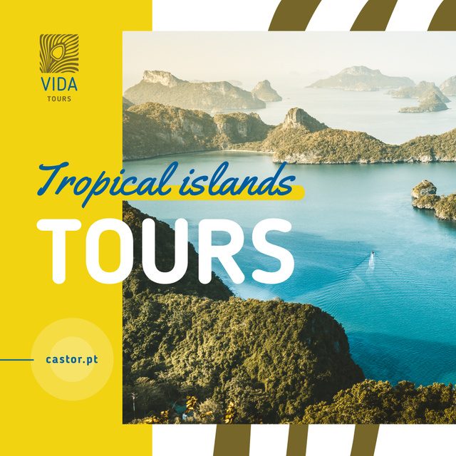 Platilla de diseño Tropical Tour Invitation with Sea and Islands View Instagram