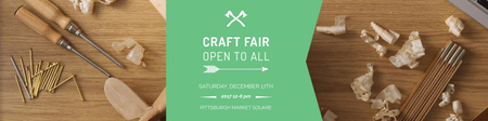 Craft fair Announcement with Tools Twitter Design Template