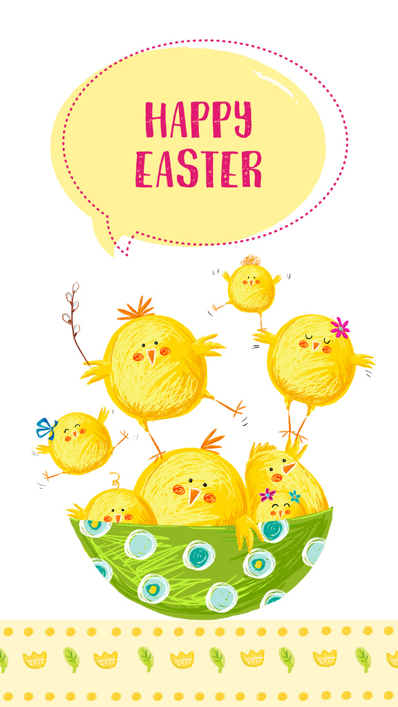 Cute spring Easter chicks Instagram Story Design Template