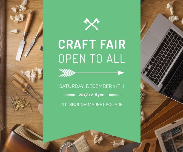 Craft Fair Announcement Wooden Toy and Tools Large Rectangle tervezősablon