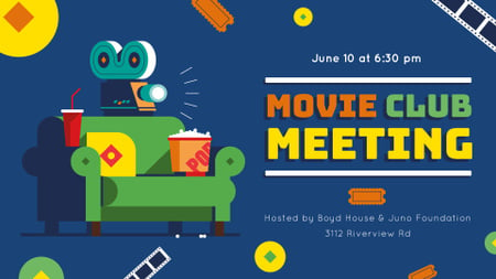 Movie Club Event with Old Film Projector FB event cover Design Template