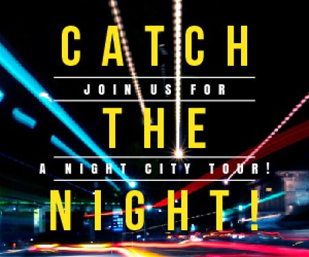 Night City Tour Invitation with Night View Medium Rectangle Design Template