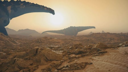 Giant Dinosaurs walking the ground Zoom Background – шаблон для дизайна