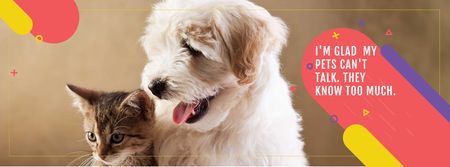 Pets Quote Cute Dog and Cat Facebook cover Design Template