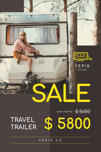 Camping Trailer Sale With Woman In Van 