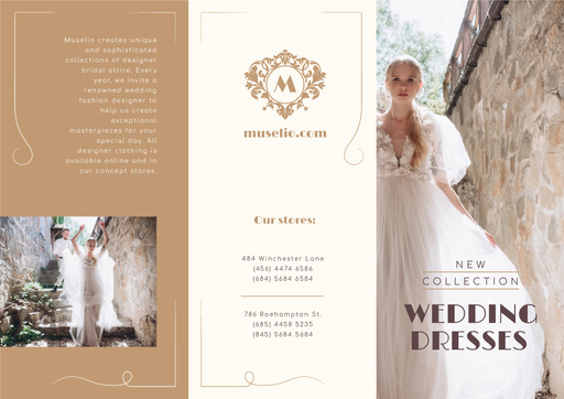Wedding Dresses New Collection Ad With Beautiful Bride Brochure