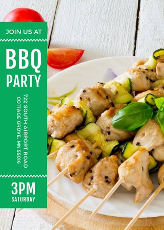 BBQ Party Grilled Chicken on Skewers Flayer – шаблон для дизайна