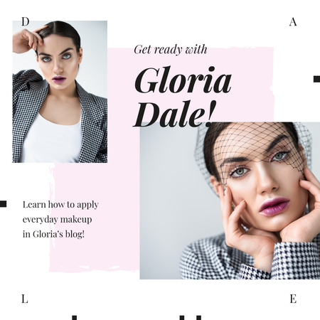 Modèle de visuel Young Woman with Fashionable Makeup - Instagram AD