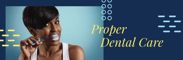 Dental Care Tips with Woman Brushing Her Teeth Email header Design Template