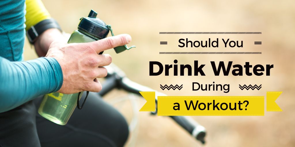 Man drinking water during workout Twitter Design Template