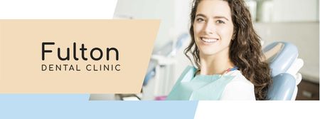 Dentistry Ad Woman Smiling with White Teeth Facebook cover Design Template