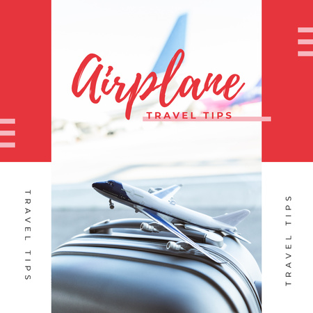 Bavulda Oyuncak Uçak ile Seyahat İpuçları Instagram Tasarım Şablonu