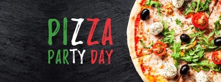 Pizza Party Day celebrating food Facebook cover Modelo de Design