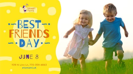 Best Friends Day Offer Kids on a walk outdoors FB event cover Design Template