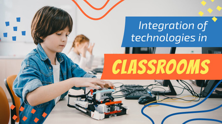 Designvorlage Kids Studying Robotics in Classroom für Youtube Thumbnail