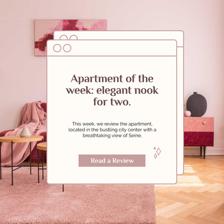 Designvorlage Apartment in Pink tones für Instagram