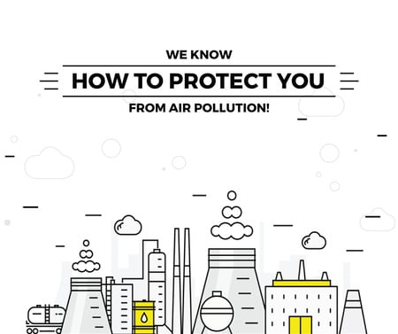 Air pollution concept with working Factory Facebook Design Template