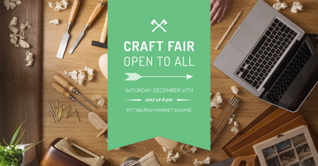 Template di design Craft fair Ad with Laptop and tools Facebook AD