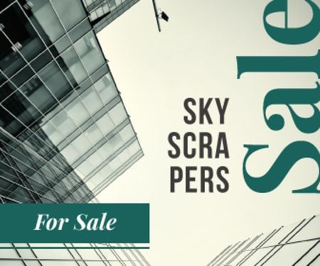 Real Estate Ad wich Modern Glass Skyskapers Large Rectangle Design Template