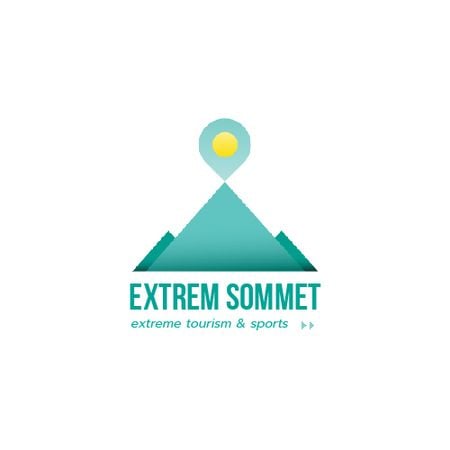 Ícone de turismo com montanha e alfinete em azul Animated Logo Modelo de Design