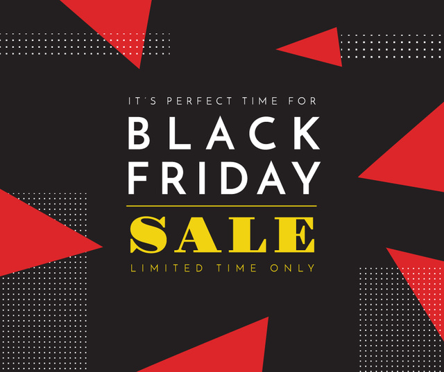 Ontwerpsjabloon van Facebook van Limited-time Black Friday Sale Offer With Geometric Pattern