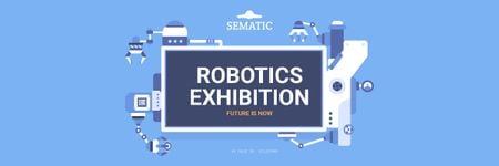 Ontwerpsjabloon van Email header van Robotics Exhibition Ad with Automated Production Line