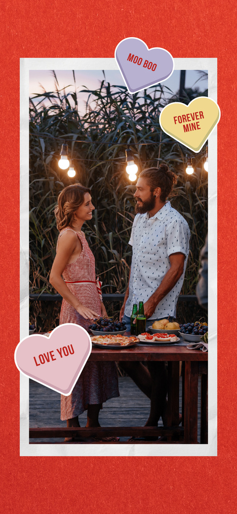 Plantilla de diseño de Romantic Couple sharing dinner Snapchat Geofilter 