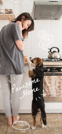 Ontwerpsjabloon van Snapchat Geofilter van Woman with Dog at cozy kitchen