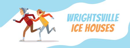 People skating on ice Facebook Video cover Design Template