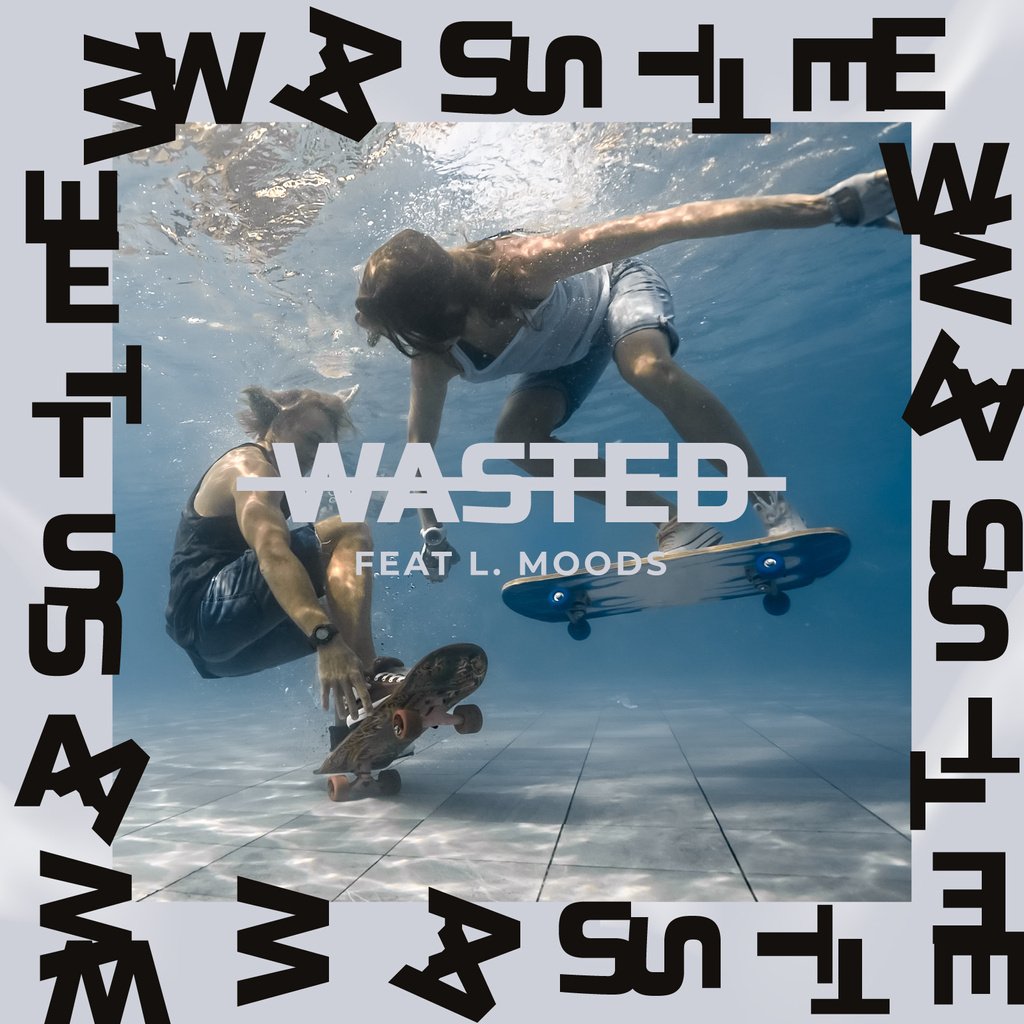 Designvorlage Boys with Skateboards underwater für Album Cover