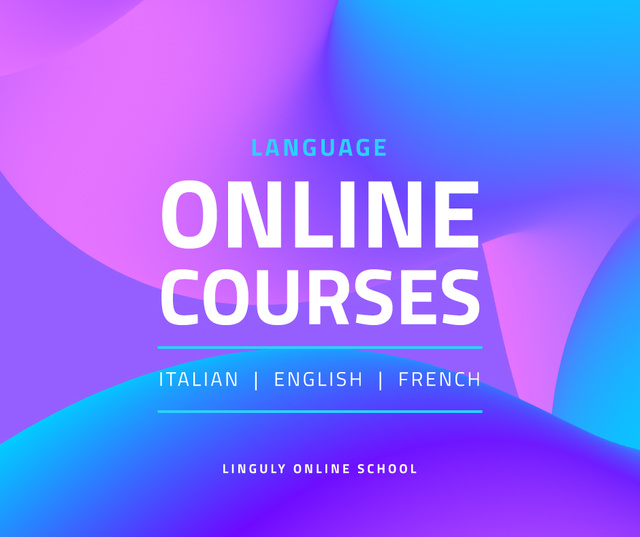 Plantilla de diseño de Language Online Courses Ad Facebook 