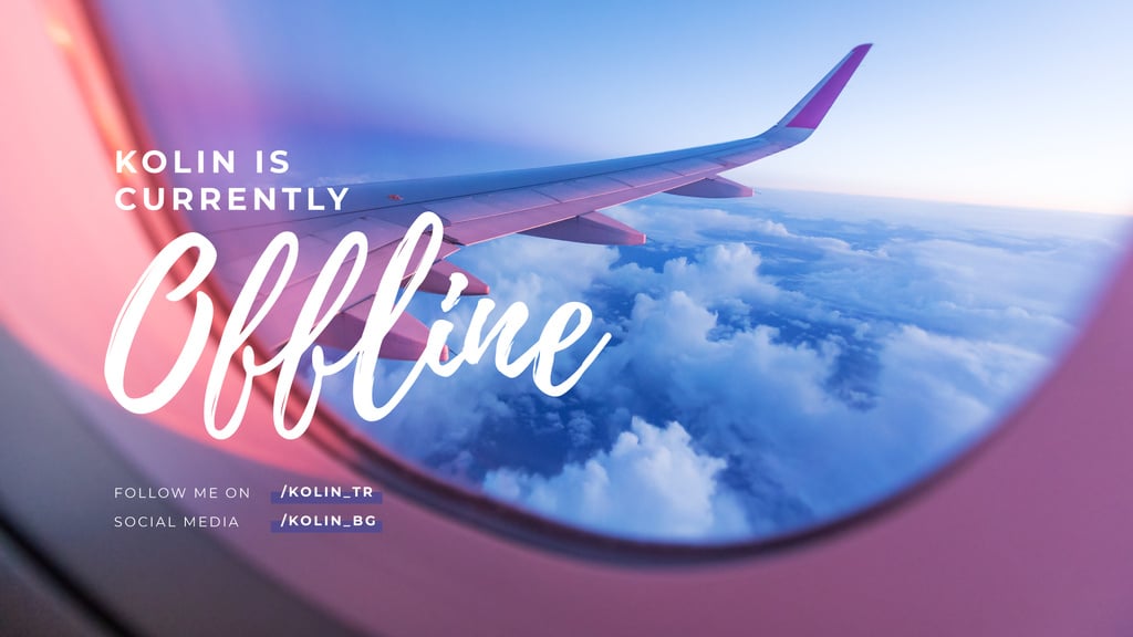 Streaming Blog announcement with Plane in sky Twitch Offline Banner Modelo de Design