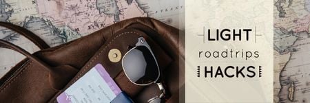 Travel Tips Vintage Map and Bag Twitter Design Template
