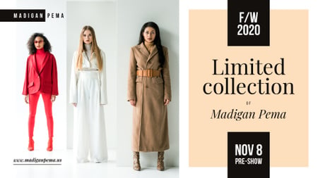 Fashion Collection Ad Women in warm clothes FB event cover Design Template