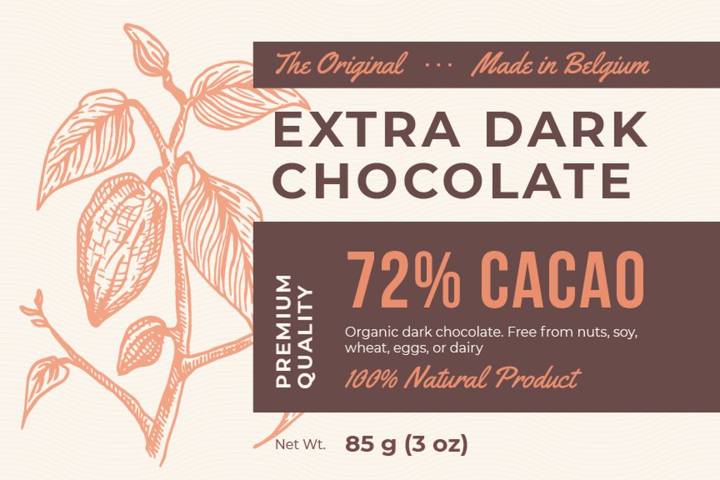 Dark Chocolate packaging with Cocoa beans Label – шаблон для дизайну
