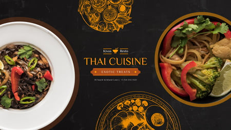 Ontwerpsjabloon van Youtube van Thai Cuisine Meal