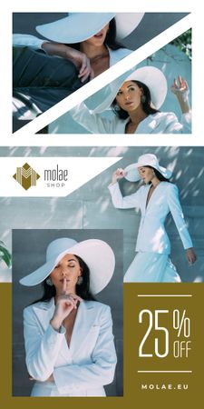Fashion Sale Woman in White Clothes Graphic Design Template