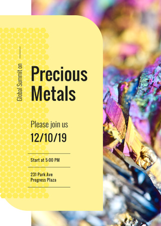 Plantilla de diseño de Precious Metals shiny Stone surface Invitation 