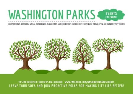 Plantilla de diseño de Green Trees in Row Postcard 