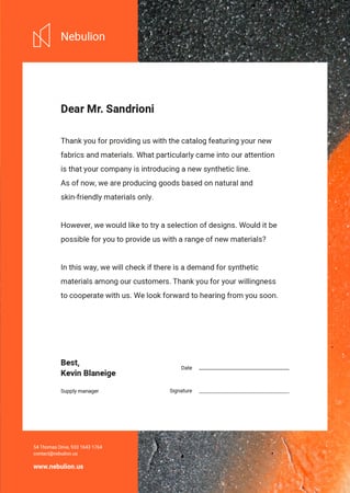 Szablon projektu Supply Manager official response Letterhead