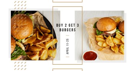 Designvorlage Burgers served with potato für Facebook AD