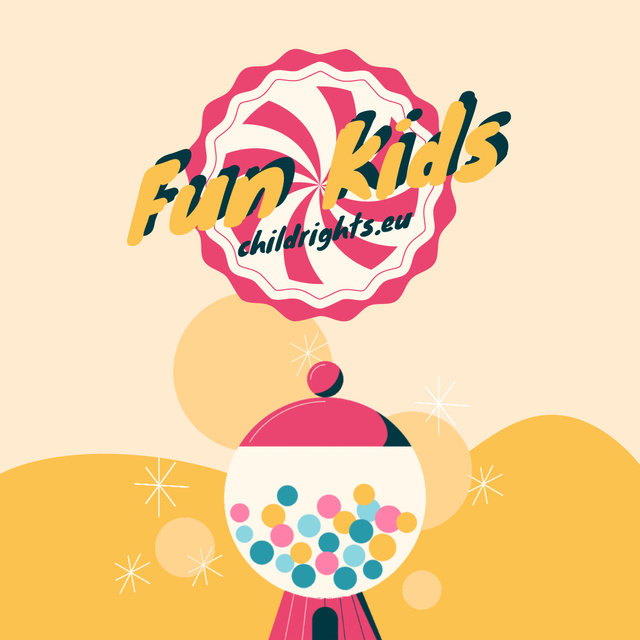 Designvorlage Happy kid with bubblegum on Children's Day für Animated Post