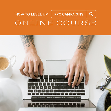 Online Course Ad Hands Typing on Laptop Instagram AD Design Template