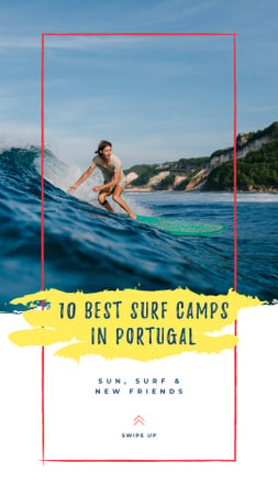 Man riding Surfboard Instagram Story Design Template