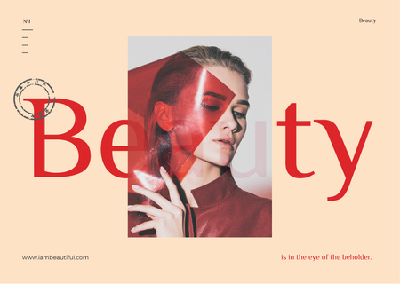 Plantilla de diseño de Young attractive woman with bright Makeup Postcard 