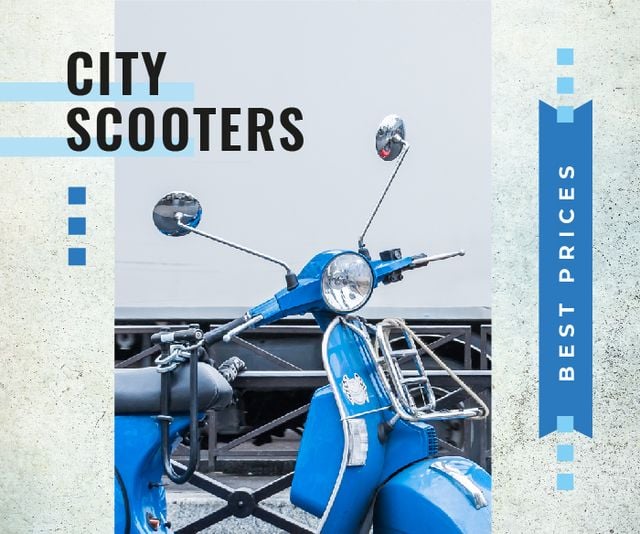 Template di design Blue Retro Scooter in Blue Large Rectangle