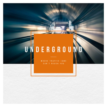 Designvorlage Train in Subway Tunnel für Instagram AD