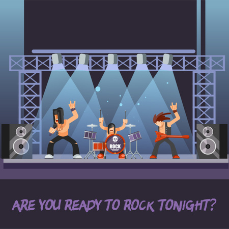 Rock Band Performing on Stage Animated Post Design Template